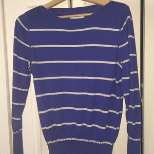 Blue and silver sparkly stripes sweater